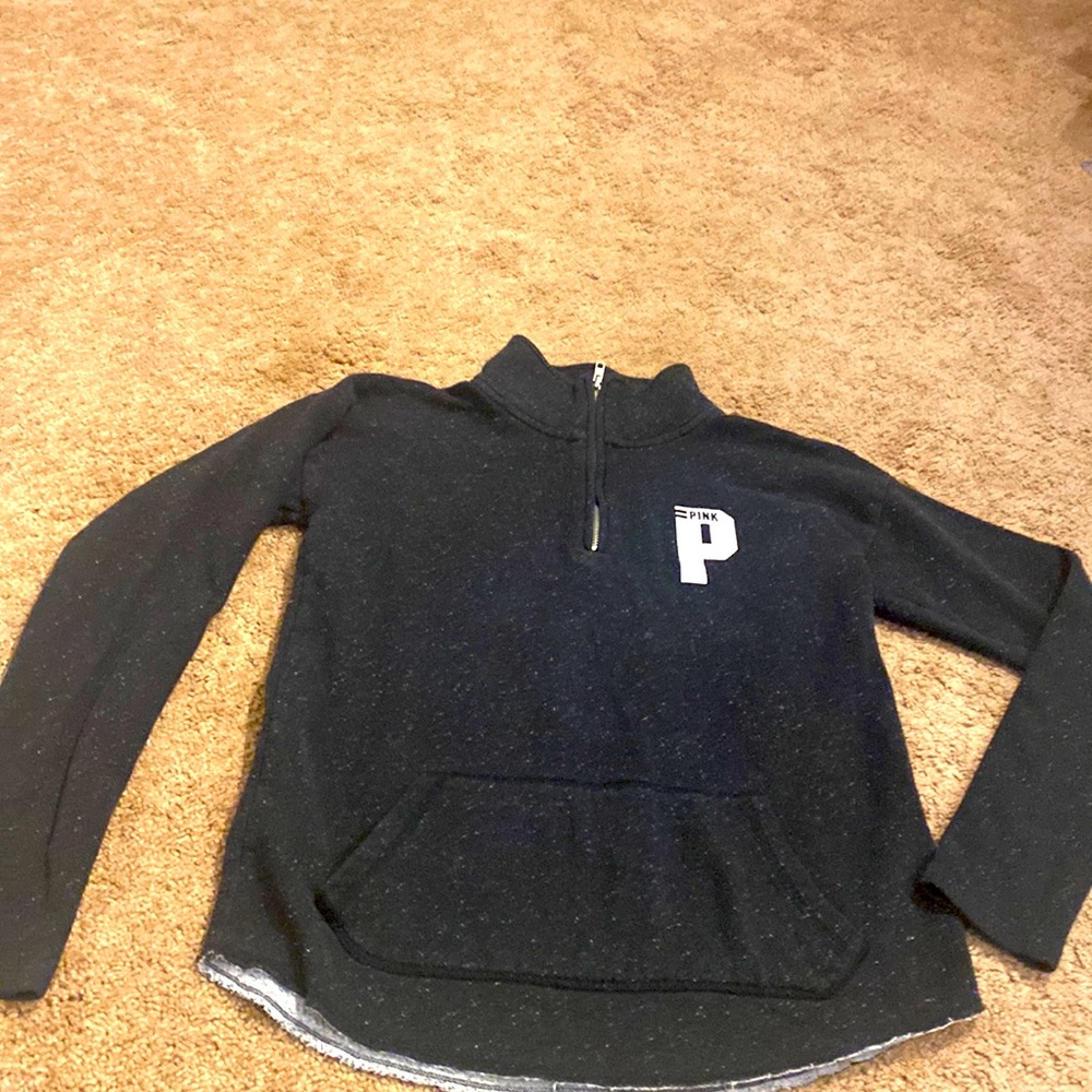 VICTORIAS SECRET pink womens 3/4 zip pullover sweatshirt Sz XS